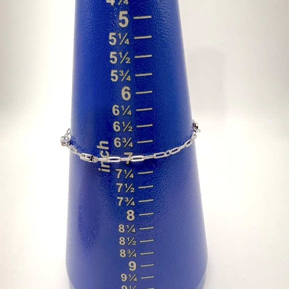 7” .925 Sterling Silver Multi Rectangle Shape Blue Cz Bracelet - Picture 13 of 14